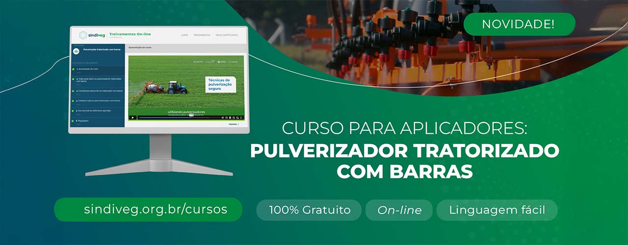 Sindiveg lança módulo de treinamento gratuito sobre pulverizadores tratorizados com barras